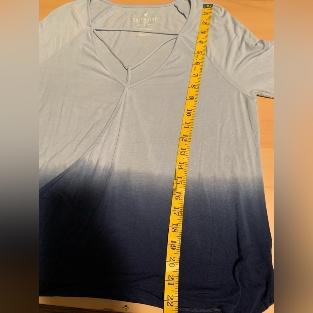 American Eagle Soft & Sexy light blue/ dark blue long sleeve shirt size small - Picture 6 of 7